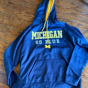 Stadium Athletics Navy Hoodie with Yellow Michigan Chest Logo